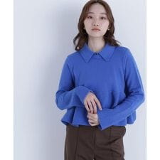 襟付きペプラムニット