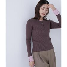 フロントボタンバイカラーニット