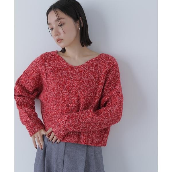 Vネックケーブルニット | ナチュラルビューティーベーシック(NATURAL
