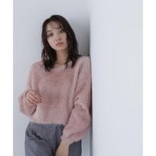 ヘアリーラメニットシリーズ Vネックニット