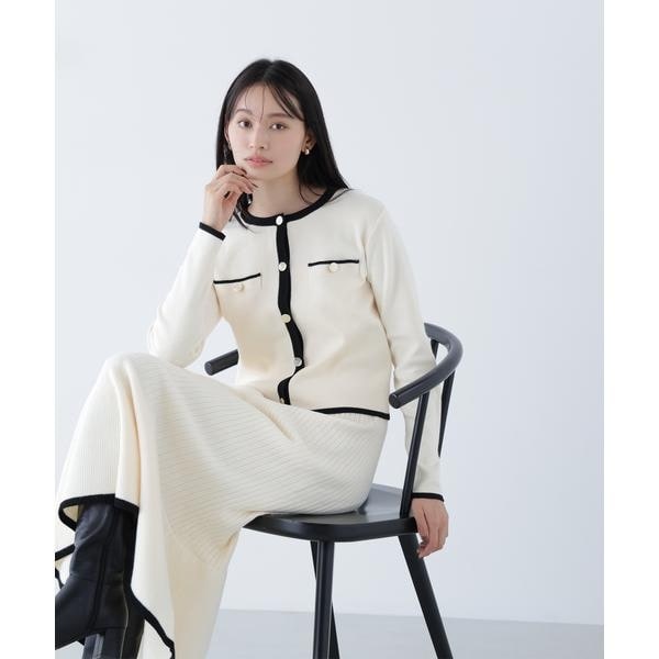 フロントボタンフレアニットワンピース | ナチュラルビューティー