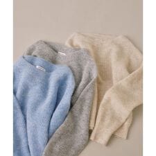 アルパカ混クルーネックニット