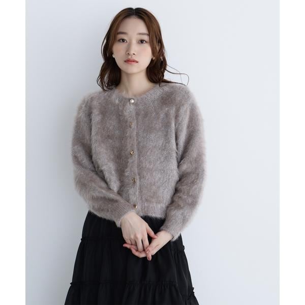 デザインボタンラメシャギーカーディガン | ナチュラルビューティー