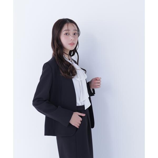 NATURAL BEAUTY BASIC ジャケット2点 ダブルクロスストレッチ SETUP ノーカラージャケット | ナチュラル