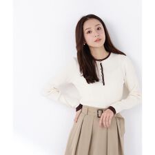 バイカラーフリルトリムニット