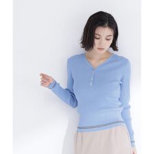 メタルボタンシアーラインニット