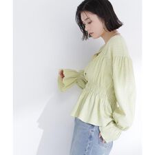 Vネックギャザーブラウス