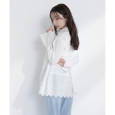 レース切替オーバーシャツ