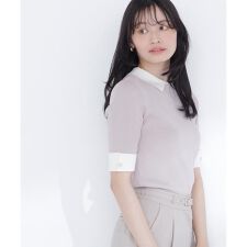 襟付きリブベーシックニット半袖