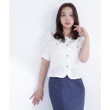 ゴールドボタンジャガードブラウス