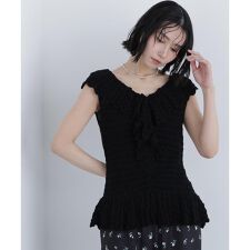 〈N.〉柄編みラッフルニット