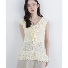 〈N.〉柄編みラッフルニット