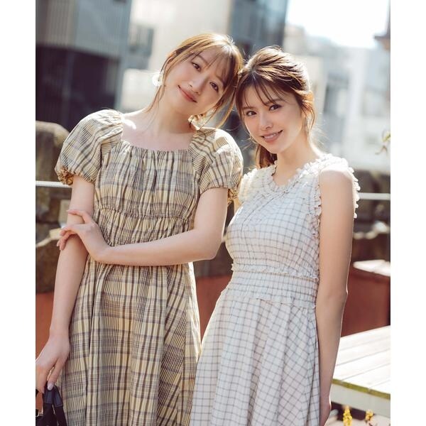 【新品】NATURAL BEAUTY BASIC　チェックシャーリングワンピース チェックシャーリングワンピース | ナチュラルビューティーベーシック