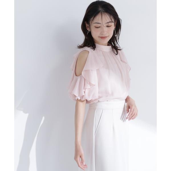 NATURAL BEAUTY BASIC ショルダースリットフリルブラウス ショルダースリットフリルブラウス | ナチュラルビューティー