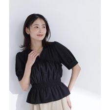 Vネックペプラムブラウス