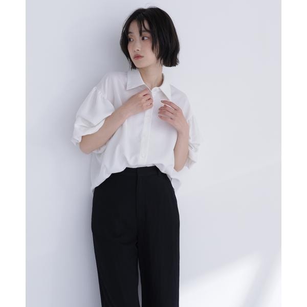 ギャザーバルーンスリーブシャツ