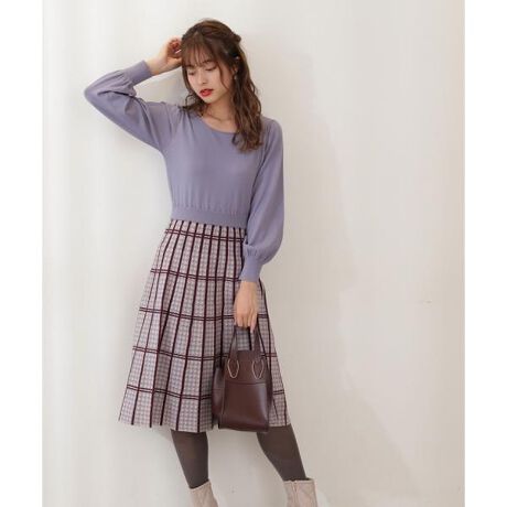 プリーツチェックニットワンピース プロポーション ボディドレッシング Proportion Body Dressing ファッション通販 マルイウェブチャネル