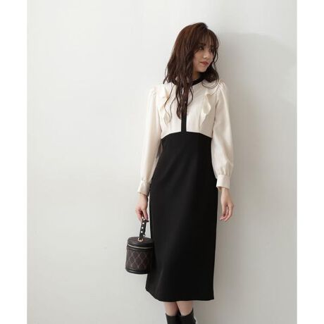 バイカラーラッフルタイトワンピース | プロポーション ボディ  