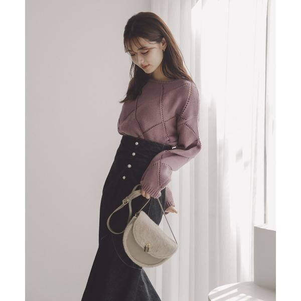 【2023AW】プロポーションボディドレッシング アイレットショート丈ニット M PROPORTION BODY DRESSING - 【2023AW】プロポーションボディ