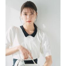 バイカラー襟付きニット