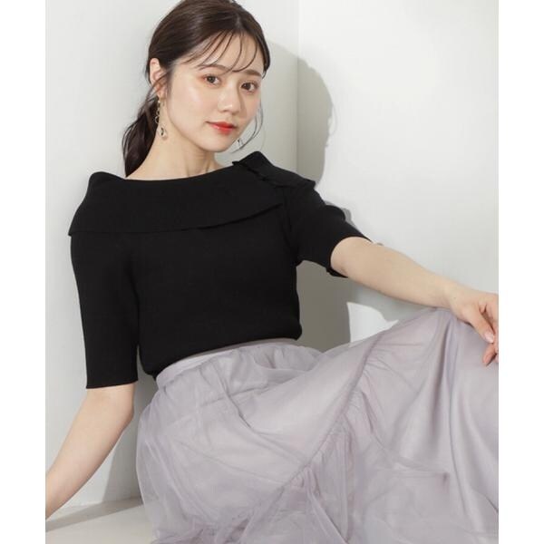 冬の感謝セール ボタン付きオフショルニット ボディ プロポーション | 服&ファッション小物