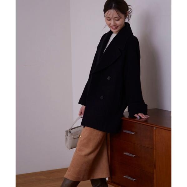 新品　定価24,970円　プロポーション　ビックカラーハーフコート　ブラック PROPORTION BODY DRESSING｜ビッグカラーハーフコート 24AW