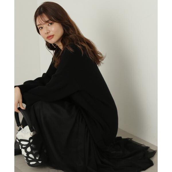 裾チュールロングニットワンピース 24AW | プロポーション ボディ