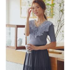ケープ風レース付きニット