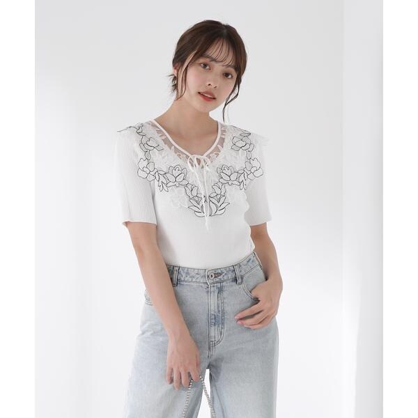 proportion ケープ風レース付きニット ケープ風レース付きニット | PROPORTION BODY DRESSING