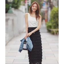 レースフリルタイトスカート