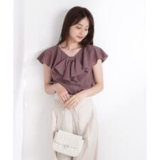 リボン風ブラウス