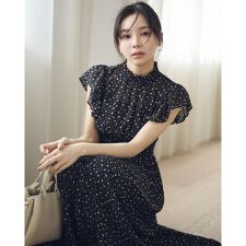 シフォン楊柳プリーツワンピース