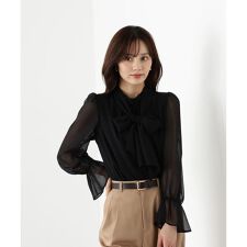 ＜ウォッシャブル＞ビッグリボン楊柳ブラウス 25AW