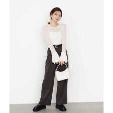 ベルト付きタックパンツ