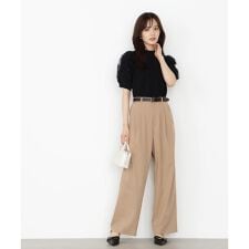 ベルト付きタックパンツ