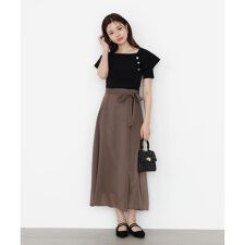 ケープ風ニットドッキングワンピース