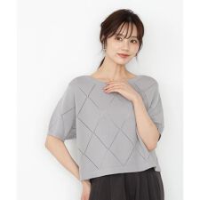 ＜ハンドウォッシャブル＞ダイヤ柄半袖ニット 25AW