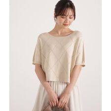 ＜ハンドウォッシャブル＞ダイヤ柄半袖ニット 25AW