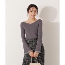 ＜ハンドウォッシャブル＞ハートネック部分シアースリーブニット 25AW