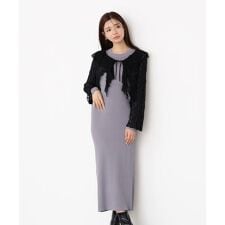 フリルレースセットニットワンピース