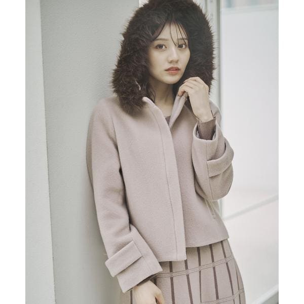 フェイクファースリーブペプラムコート 24AW | ナチュラル