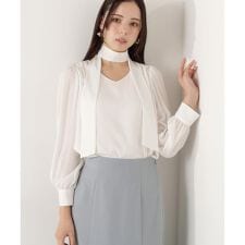 ＜ウォッシャブル＞2wayリボンタック付きブラウス