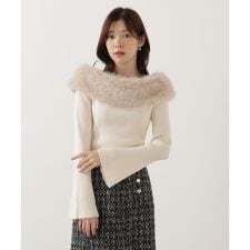 フェイクファー付きオフショルニット 25AW