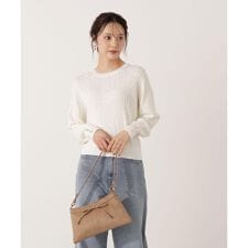 ＜ハンドウォッシャブル＞袖釦ミニケーブルニット