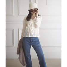 ＜ウォッシャブル＞ラッフルレースブラウス 25AW