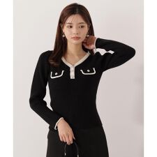 ＜ウォッシャブル＞フラップポケット付きニット