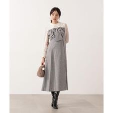 フロントリボンミックスドッキングワンピース 25AW