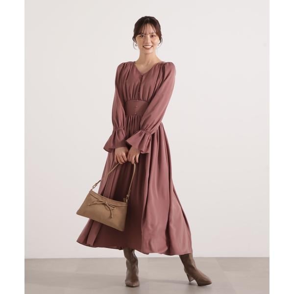 プロポーションボディドレッシング　ネイビー ボタン付きロングドレス プロポーションボディドレッシング(PROPORTION BODY DRESSING