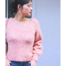 襟元レースニットトップ 25AW