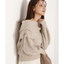 リボン付きオフショルニット 25AW